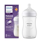 Philips Avent Natural Baby Plastic Feeding Bottle | No.1 Brand Recommended by Moms Worldwide | Ideal for 6 months+| Natural Response Technology Mimics Breastfeeding | Uniquely Designed Nipple releases milk only when baby drinks | Pack of 1 | SCY903/01