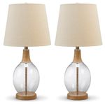 Signature Design by Ashley Clayleigh 23.5" Coastal Glass Table Lamp Set, 2 Count, Beige & Glass