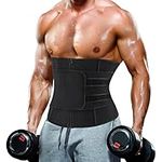 Junlan Sauna Waist Trainer for Men Belly Fat Loss Sweat Workout Trimmer Belt Back Support(Black,Large)