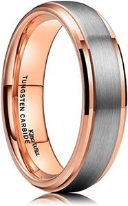 King Will Duo Unisex 8mm Gold/Black/Rose Gold Plated Tungsten Carbide Ring Wedding Band, O 1/2(55.7mm), Tungsten, No Gemstone