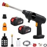 Allextreme 48V Double Battery Cordless High Pressure Washer with Adjustable 3 in 1 Nozzle, 5M Hose Pipe and Foam Cannon Portable Water Sprayer Gun Machine for Car & Bike Washing