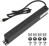 8 Outlet PDU Rack Mount Power Strip with Surge Protector, 1U Rackmount,Wide-Spaced Sockets, for Network Server Racks, Garage, Home Office, Data Center - 120V/15A, 1800W (6 FT Cable)