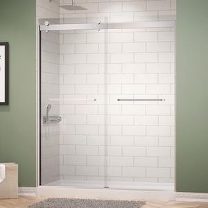 ACE DECOR 56-60" W x 74" H Frameless Shower Door, Double Sliding Shower Door with 5/16" (8mm) Clear SGCC Tempered Glass, Chrome Finish Shower Doors, Reversible Installation