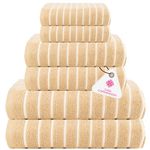 Casa Copenhagen, Denmark DC'23 Design - Esctatic Premium Collection 100% Cotton 6 Piece Towel Set, Includes 2 Bath Towels 2 Hand Towels 2 Washcloths - Beige