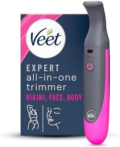 Veet Expert Electronic All-in-One Trimmer for Women, Hair Removal Device for Intimate Area, Face and Eyebrows, Multifunctional Trimmer with USB Charging, Rechargeable, Waterproof