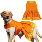 My Art Bucket Parkar Polka Dress For Small Dog Girl Puppy Clothes Female Princess Tutu Striped Skirt Summer Shirt For Shihtzu, Pug, Poodle Cat Pet Apparel Outfits (M, Orange)