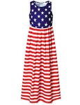 Jxstar 3t 4t Toddler Girls America Flag Maxi Dresses 4th July Long Dress with Pockets