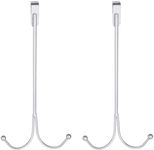 cheehigo 2 Packs Over The Door Double Hooks - Sleek Silver Metal Hangers for Christmas Wreath，Coats, Hats, Robes, Towels - Scratch-Proof with Soft Sponge Pads - Ideal for Home and Office Organization