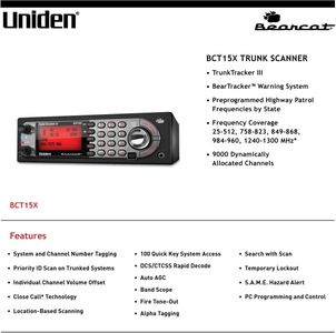 Uniden Bearcat BCT15X Radio Scanner – Mobile/Base Police Scanner