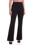 Rekucci Women's Secret Figure High Waist Knit Pull-On Flared Pant (6, Black)