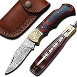 Handmade Damascus Folding Knife Bac