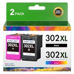 CATJOY 302XL Ink Cartridges Combo Pack Replacement for HP 302XL HP 302 Black Ink Cartridge for HP Envy 4520 4523 4524 4527 Deskjet 2130 3630 2130 Officejet 3830 3831 (2Pack)