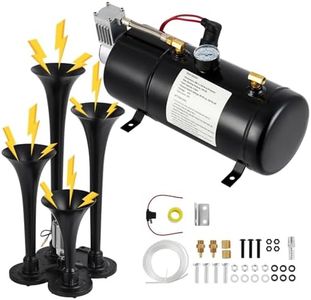 GarveeTech 150DB Train Horns Kit, 4 Trumpets Truck Air Horn Kit with 0.8 Gallon Tank & 120 PSI Air Compressor, 12V Train Horns for Pickup Trucks, Car, Motorcycle, Semi, Jeep, RV, SUV, Van, Boats