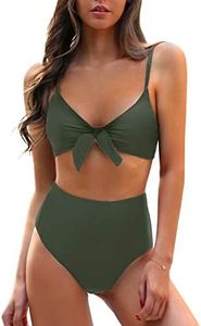 Blooming Jelly Womens High Waisted Bikini Set Tie Knot 2 Piece Swimsuit Modest Bathing Suits 2025 (Medium, Army Green)