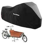 Team Obsidian Cargo Bike Cover for 2 Wheel Bicycle - Protective Bike Covers - Weatherproof Water Resistant Design - 600D Polyester with Durable PU Coating - Secure Lock Hole
