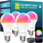 Luckystyle Smart LED Light Bulbs 4 Pack, 9W A19 WiFi Bluetooth Music Sync Color Changing RGBWW Lights Bulb,Work with Alexa, Google Assistant & Google Home, Dimmable 800LM & 16 Million Colors LED Bulbs