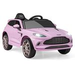 GYMAX Kids Ride on Car, 12V Battery Powered Licensed Aston Martin DBX Toy Car with Remote Control, Music, Bluetooth, FM, USB, Slow Start & Safety Belt, Children Electric Vehicle for Boys Girls (Pink)