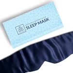 Samadhaan 100% Mulberry Silk Sleep Mask for Side Sleepers | Eye Mask for Men & Women with Adjustable Headband, Eye Mask & Blindfold for Total Blackout for Sleep, Travel & Nap (Navy Blue)