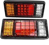 Universal LED Tail Revers Light Brake Light with Steel Net Cover, 2PCs 12V 40LEDs Car Vehicle Tail Light Back Indicator Lights for Trailer Truck Boat, Durable High Bright Tail Light Plastic + Aluminum