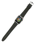 Debeer Replacement Watch Strap - Suede Leather - Black - Fits 38mm Apple Watch [Black Adapters]