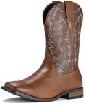 IUV Cowboy Boots For Men Western Boot Durable Classic Embroidered Square Toe Traditional Boots, Brown, 11.5