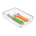 iDesign Cutlery Tray Drawer, Large Kitchen Drawer Insert, Practical organiser for Kitchen Utensils, Clear, 15 x 23 x 5 cm