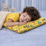 ORKAKIDS Luxury Orthopedic Memory Foam Kids Pillow for 3–10 Years | 3D Ergonomic Neck Support | Pressure Relief | Anti-Flat Head | Ultra Soft Breathable Comfort Construction Vehicles Theme
