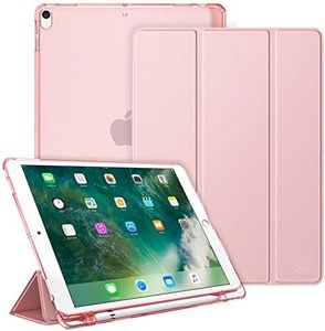 FINTIE Coque pour iPad Air 3 2019 / iPad Pro 10.5 2017 Étui Transparent avec Porte-Stylo Housse de Protection avec Fonction Sommeil/Réveil Automatique, Or Rose