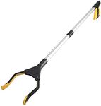 Litter Picker, 32" Foldable Long Arm Mechanical Grabber Reacher Grab & Grip Rubbish Pick Up Hand Pick-Up, Lightweight Extender Gripper Tool Handy Assist Reaching Aid (Yellow)