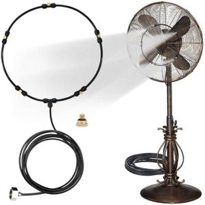 LANDGARDEN Outdoor Misting Fan Kit for a Cool Patio Breeze,Water Mister Spray for Cooling Outdoor,19.36FT (5.9M) Misting Line + 5 Brass Mist Nozzles + a Brass Adapter(3/4) Fit to Any Outdoor Fan