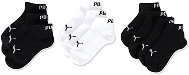 PUMA Quarter, Calzini Unisex - Bambini e ragazzi, Nero/Bianco, 35-38