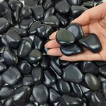 FANTIAN 2lbs Polished Black Pebbles for Gardens, 20-30 mm Black Rocks for Bamboo Plants. Decorative Black Stones for Plant Pots Landscaping Aquarium Vase Fillers and Fairy Garden Stones