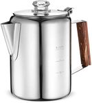 Eurolux Percolator Coffee Maker Pot - 9 Cups | Durable Stainless Steel Material | Brew Coffee On Fire, Grill or Stovetop | No Electricity, No Bad Plastic Taste | Ideal for Home, Camping & Travel