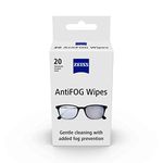 ZEISS AntiFOG Wipes 20 Count - Pack of 2 | Fog-Free Lens Cleaning and Defogging Wipes | Ideal for Spectacles, Eyeglasses, Sunglasses, Camera Lenses, Motorcycle & Bike Visors, Car Mirrors, Windshields, and Swim Goggles