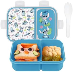 Disney Bento Box– Leak-Proof Kids Lunch Box with Divided Compartments & Detachable Spork - Mickey & Minnie, Stitch, & Winnie the Pooh BPA Free Toddler Bento Box