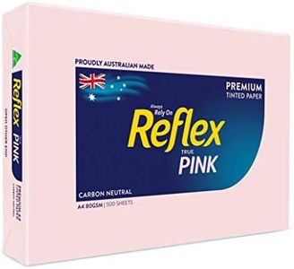 Reflex Australian Made Coloured Paper Reflex Pink Coloured Office Copy Paper, A4, 80g, 500 Sheets, Pink, (134468)