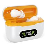 tomoneed Rechargeable Hearing Amplifier, Small In-Ear Design, Clear Everyday Sound, Voice Prompts, 4 Volume Levels, 3 Listening Modes, UV Cleaning Charging Case, Comfortable Fit for Adults