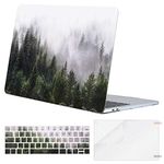 MOSISO Compatible with MacBook Pro 13 inch Case M2 2023,2022,2021-2016 Release A2338 M1 A2289 A2251 A2159 A1989 A1706 A1708, Plastic Pattern Hard Shell&Keyboard Cover&Screen Protector, Green Forest