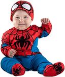 Marvel Spider-Man Official Infant Deluxe Costume - Printed Jumpsuit with Booties and Mask Cap