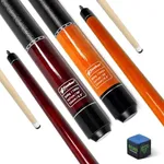 CUEBAR Pool Cues Set of 2, 58 Inch Pool Sticks for Adults, 2-Piece House Bar Billiard Cue Sticks with Imitation Leather Grip, Pool Table Sticks for Men Women - Orange + Red