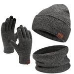 FZ FANTASTIC ZONE Mens Womens Beanie Hat Scarf Touchscreen Gloves Warm Knit Beanie Gloves Neck Warmer Set with Fleece Lined