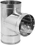 DuraVent DuraBlack 430 Stainless Steel, Durable and Easy Installation Single Wall Wood Burning Stove Pipe Connector Tee, Silver