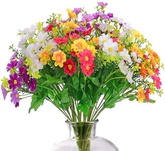 Artificial Fake Flowers Faux Daisy Silk Flowers Wildflowers 6 Bundles of 6 Colors Outdoor UV Resistant Greenery Shrubs Plants Indoor Outside Hanging Baskets Planter Home Garden Decorating