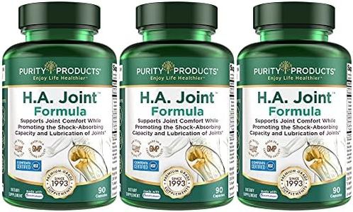 Purity Products HA Joint Formula Hyaluronic Acid + Key CoFactors - Joint + Skin Multi Collagen (Type I, II & III) - 5-Loxin - Olive Fruit Extract - Joint Flexibility + Mobility - 90 Capsules (3)