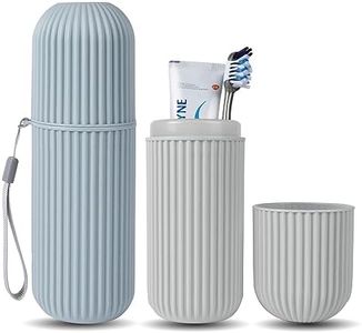 UCEC Toothbrush Travel Case, 8.2 inch Longer Travel Toothbrush Holder Case, Portable Travel Toothbrush Case for Traveling Camping Business Trip School Bathroom, 2 Pack (Blue, Grey)