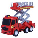 SHIPEASE Friction Powered Fire Rescue Excavator Truck Toy for Kids Boys Girls Unbreakable Rescue Crane Elevator with Light Music Pull Back Vehicle (Multicolor)