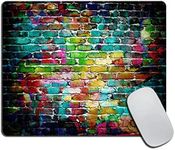 Colorful Brick Wall Mouse Pad, Rectangle Hip Hop Graffiti Colorful Rainbow Painting Anti-Slip Rubber Mousepad for Gaming Office Laptop Computer PC Men Women Kids, Cute Custom Pattern