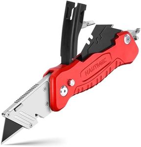 HAUTMEC Folding Utility Knife with Stronger Metal Body Sharper SK4 Black Blades and 2 Extra Blades and Screwdrivers HT0294