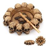 OURASHERO Ashtrays Resin Skull Ashtray Cigarette Ash Container Spooky Human Skull Ashtray with 4 Cigarette Slots Smoking Room Office Bar Ornament Halloween Decor Scary Fantasy for Smokers