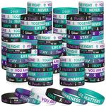 WATINC Suicide Awareness Silicone Bracelets Set, Suicide Prevention Awareness Pieces Ribbons Stretch Wristbands, Motivational Rubber Bracelet with Inspirational Messages for Men Women Kids (120Pcs)